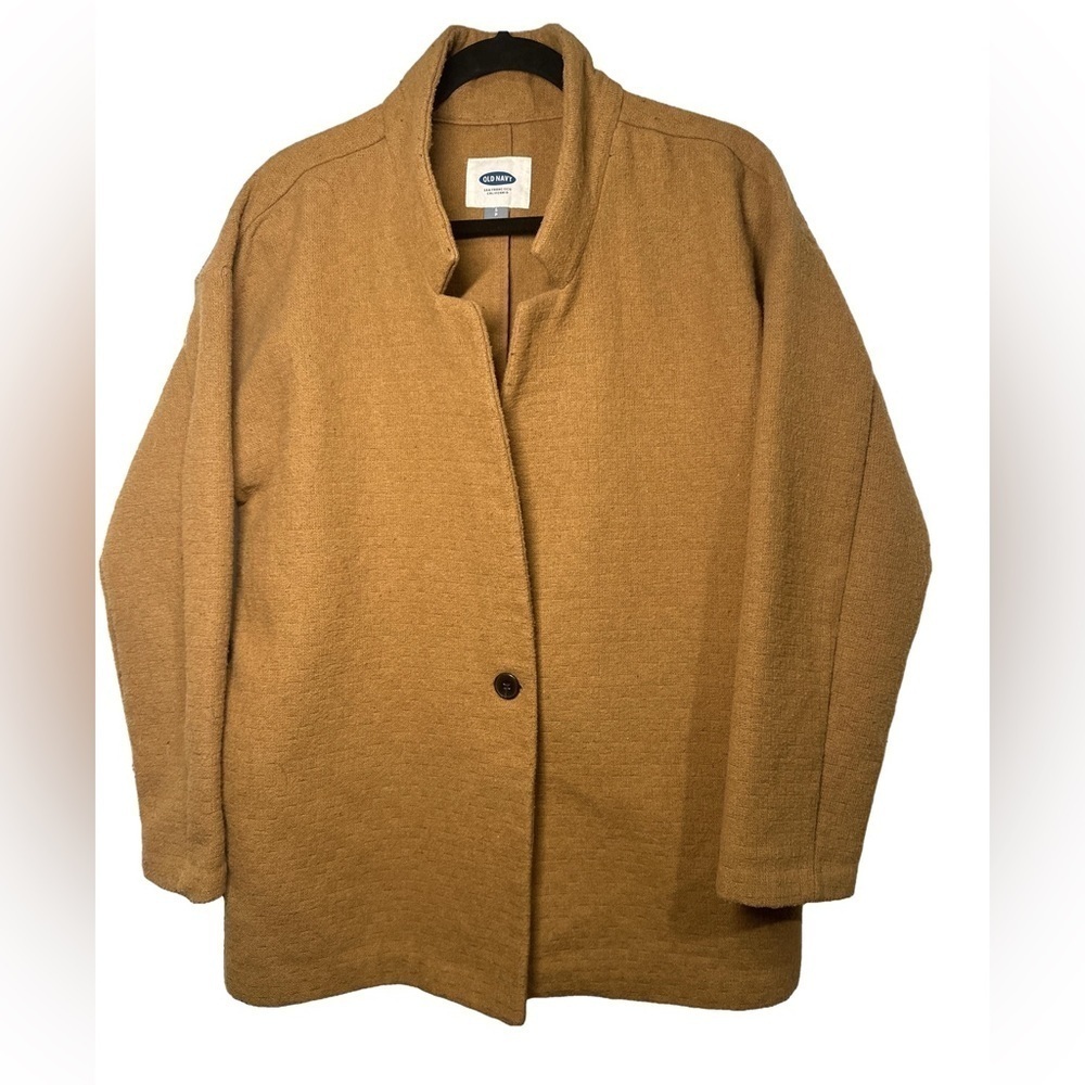 OLD NAVY Size S Oversized Textured Single Button Tan Blazer